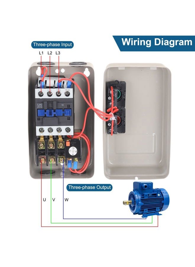PATIKIL بدء تشغيل المحرك الكهربائي المغناطيسي، 380 فولت 5.5 كيلو واط 7.5 حصان، مفتاح مغناطيسي ثلاثي الطور لبدء تشغيل ضاغط الهواء - Image 5