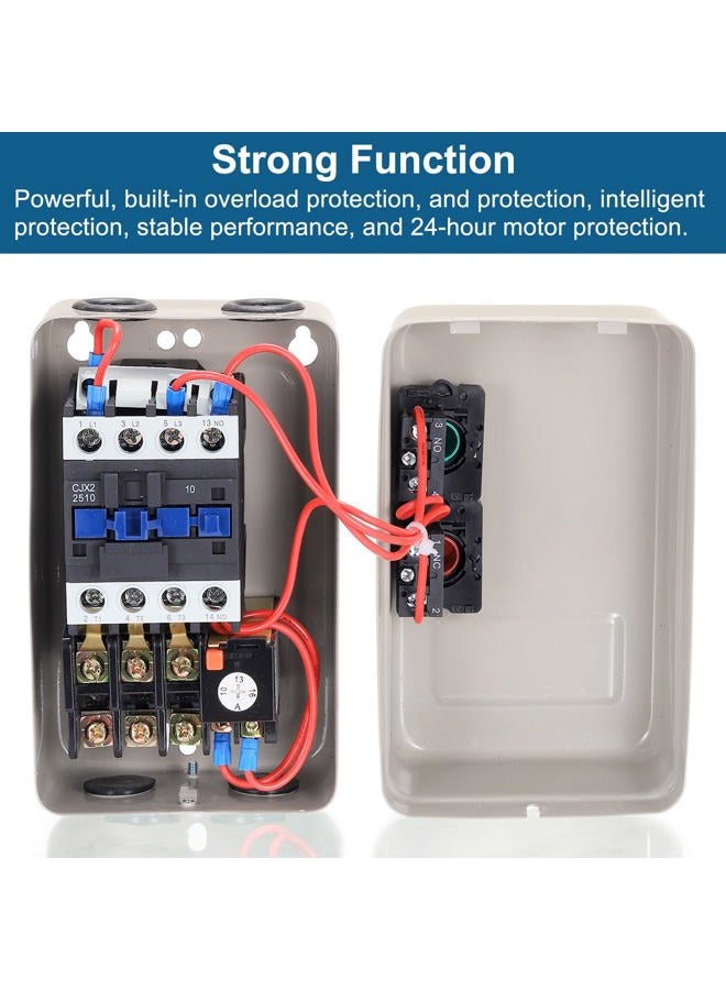PATIKIL بدء تشغيل المحرك الكهربائي المغناطيسي، 380 فولت 5.5 كيلو واط 7.5 حصان، مفتاح مغناطيسي ثلاثي الطور لبدء تشغيل ضاغط الهواء - Image 4