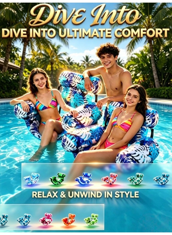 Pool Float - New upgraded four-tube floating bed-rainbow stripes [within 130kg] Pool Float - 77x42x61COM - U-Shaped Water Hammock, Adult Floating Seat, Pool Raft, Summer Beach Lounger, Relaxation Pool Accessory - Image 2