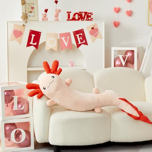 MaoGoLan Giant Axolotl Plush Toy Stuffed Animal Huge Axolotl Body Pillow for Kids Girl Boy Big Salamander Plush Glow in The Dark Birthday Valentine Christmas Party Gifts Pink - Image 5