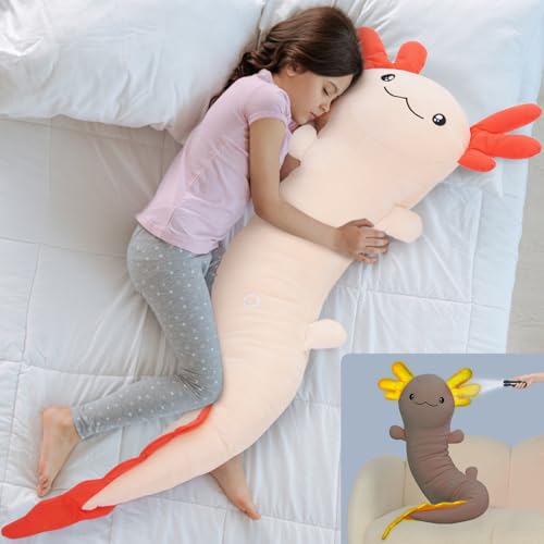 MaoGoLan Giant Axolotl Plush Toy Stuffed Animal Huge Axolotl Body Pillow for Kids Girl Boy Big Salamander Plush Glow in The Dark Birthday Valentine Christmas Party Gifts Pink - Image 1