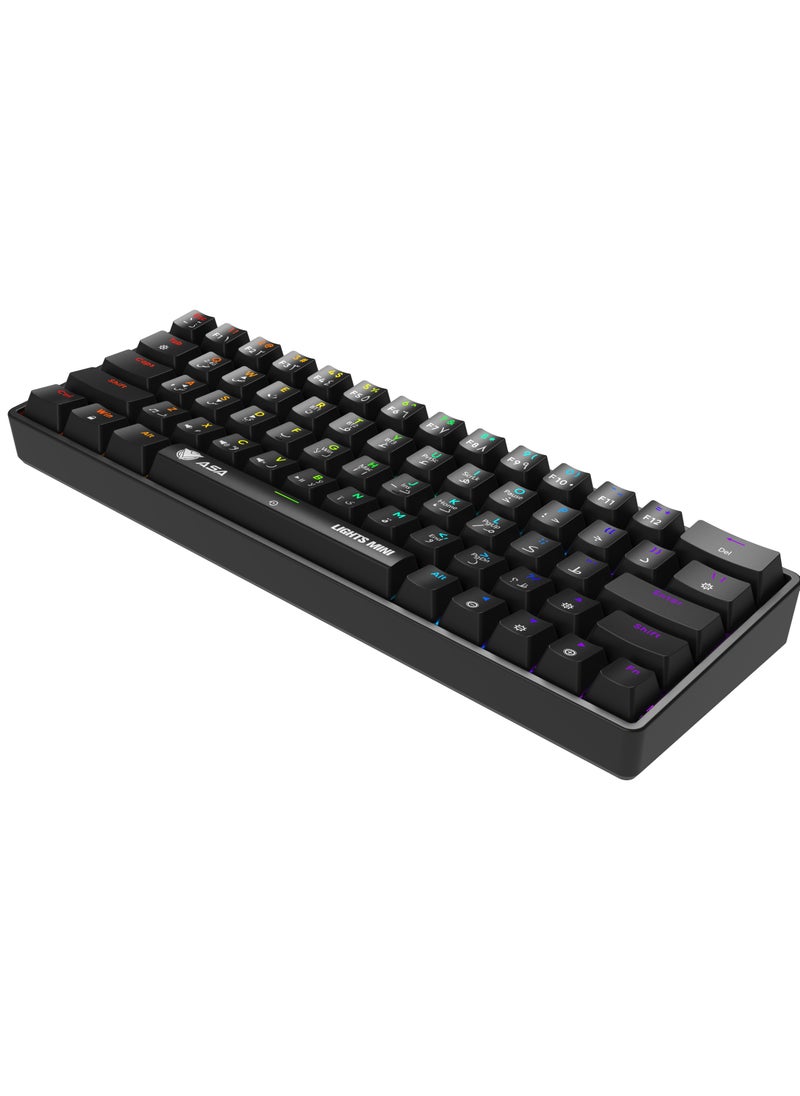 ASA - LIGHTS MINI RGB Mechanical Gaming Keyboard With 63 KEYS - Wireless & Wired - Image 1