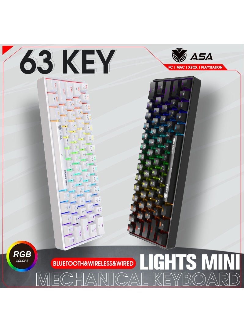 ASA - LIGHTS MINI RGB Mechanical Gaming Keyboard With 63 KEYS - Wireless & Wired - Image 1