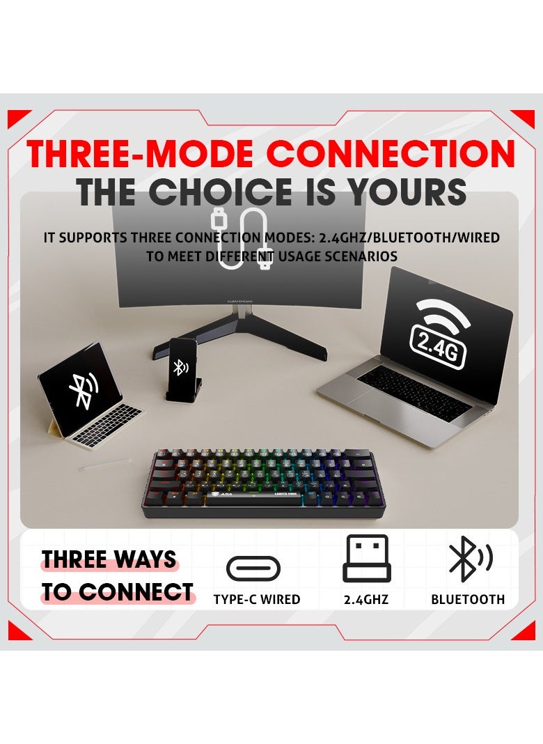ASA - LIGHTS MINI RGB Mechanical Gaming Keyboard With 63 KEYS - Wireless & Wired - Image 1