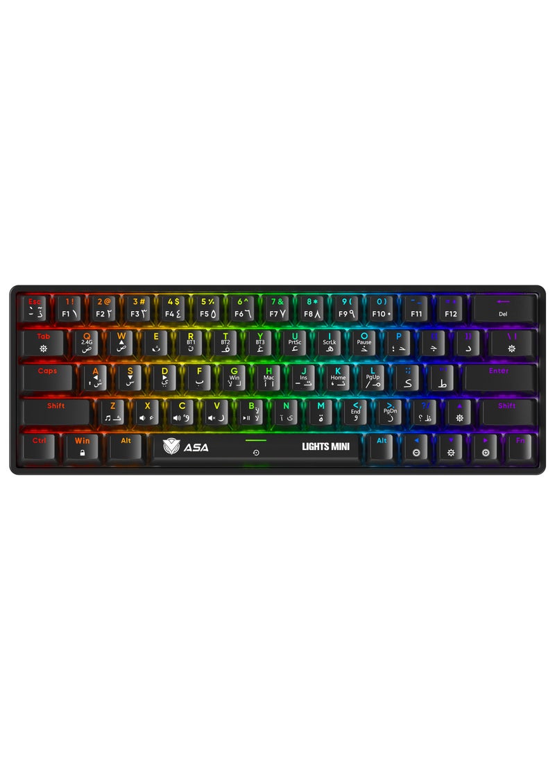 ASA - LIGHTS MINI RGB Mechanical Gaming Keyboard With 63 KEYS - Wireless & Wired - Image 1
