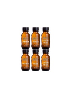 PURE Pure Source India Aroma Diffuser Oil Lavender Lemongrass Rose Jasmine Sandalwood and Mogra 15ml Each Multicolour  Set of 6  - Image 1