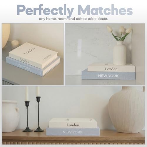 AMINALUX Faux Book Storage Box Set of 2 (Beige/Gray) – Decorative Faux Books with Hidden Storage for Coffee Table Decor, Bookshelf or Mantle – Linen Decorative Boxes – Aesthetic Book Decor for Home - Image 3