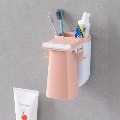Jigva Toothbrush Toothpaste Holder Magnetic Cup Bathroom Storage Rack Wall Mount Tools Home Cleaner Accessories Hole Free Suction Couple Mouthwash (Pack of 1) - Image 1