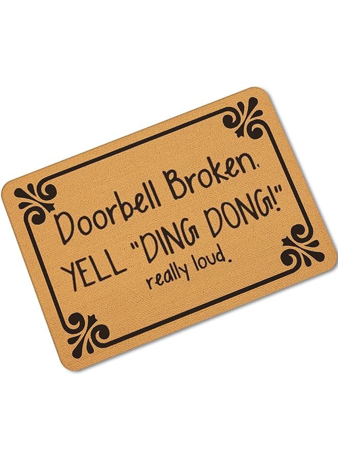 The Bros Funny Welcome Doormat, Outdoor Bedroom Entrance Mat, Kitchen Absorbent Anti-Slip Pad, Doorbell Broken Mat 23.6"×15.7" Inch - Image 1