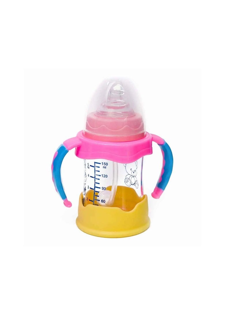Multicolor Bpa Free Anticolic Slow Flow Baby Bottle 150Ml Pink And Yellow