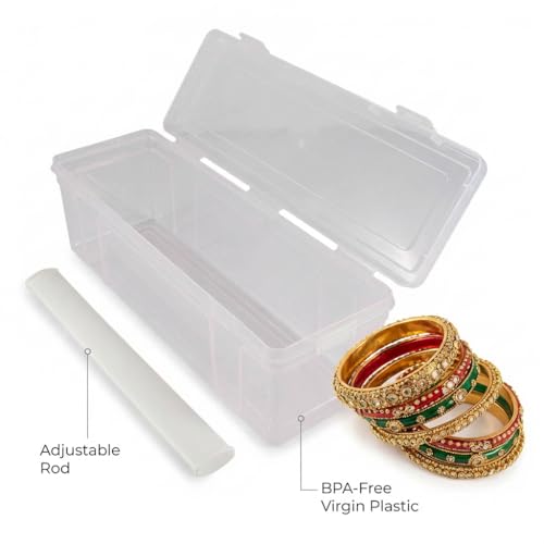 NMII Plastic Bangles Jewellery Storage Box with Detachable 1 Rod | Multipurpose Bangles & Jewellery Storage Boxes & Container For Travel, Bracelet, Watches, Vanity Box, Bridal Return Gift- Pack of 1 - Image 3