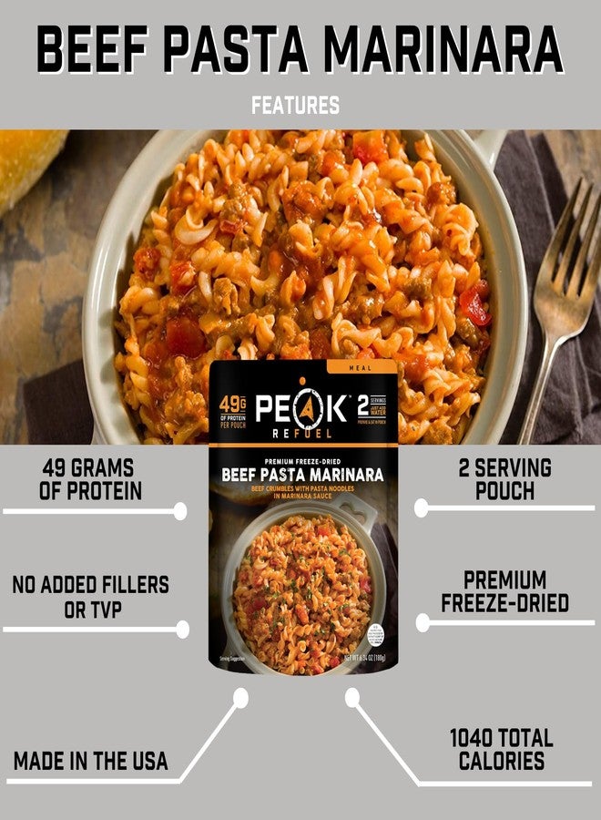 Peak Refuel Beef Pasta Marinara | 2 Serving Pouch | Freeze Dried Backpacking and Camping Food | Amazing Taste | Quick Prep - Image 2