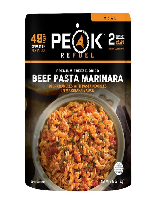 Peak Refuel Beef Pasta Marinara | 2 Serving Pouch | Freeze Dried Backpacking and Camping Food | Amazing Taste | Quick Prep - Image 1