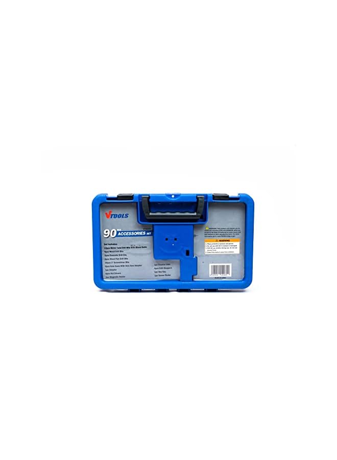 VTOOLS 90 Piece Drill Bit Set With Hss Bits And Storage Case For Metal Wood And Concrete Drilling Vt3103 - Image 2