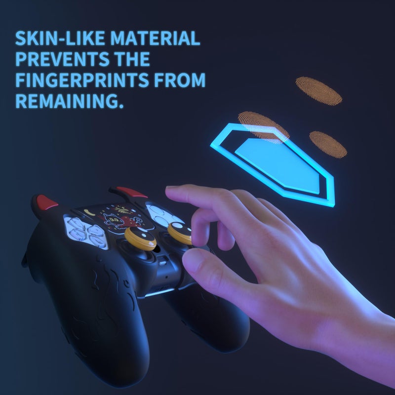 PlayVital Halloween Cute Demon Controller Silicone Case for ps5, Kawaii Controller Cover Gamepad Skin Protector for ps5 with Touch Pad Sticker & Thumb Grip Caps - Black - Image 3