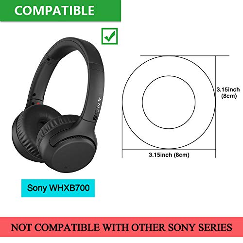 Jarmor WHXB700 Earpads, Replacement Memory Foam & Protein Leather Ear Cushion Pads Cover for Sony WH-XB700 Wireless Extra Bass Bluetooth On Ear Headphones ONLY (Black) - Image 2