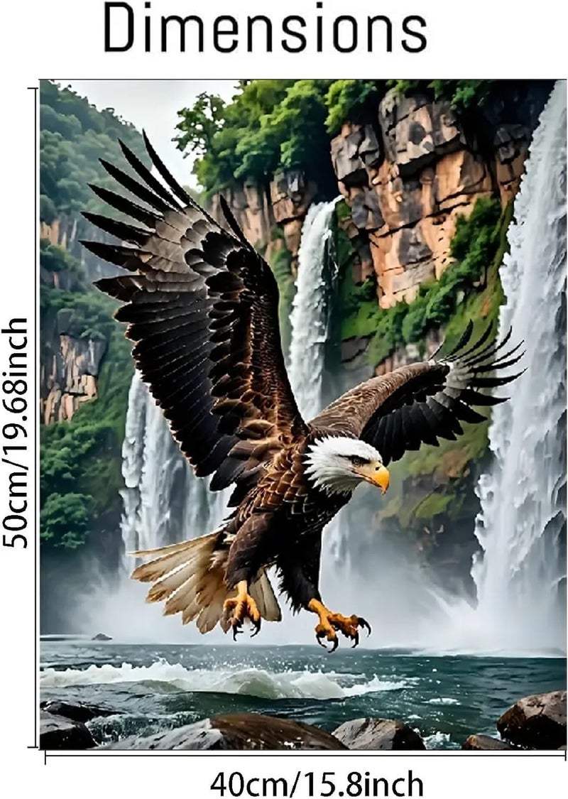 askkqtx Eagle Paint by Numbers Kit for Adults, DIY Waterfall Paint by Numbers for Beginner, Watercolor Oil Painting by Number on Canvas for Home Decor and Gifts 16x20 Inch - Image 2