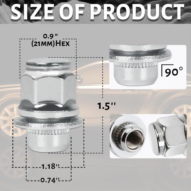 Reeauto M12x1.25 Lug Nuts with Mag Flat Seat 20 pcs 13/16" 21mm Hex 1.5in Chrome Compatible with Q70 Q45 Q50 G37 I30 350Z 370Z 200SX - Image 2