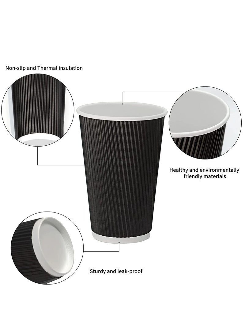 100-Piece 8 Oz Disposable Heavy Duty Black Ripple Cups Suitable for Home Parties and Office Use