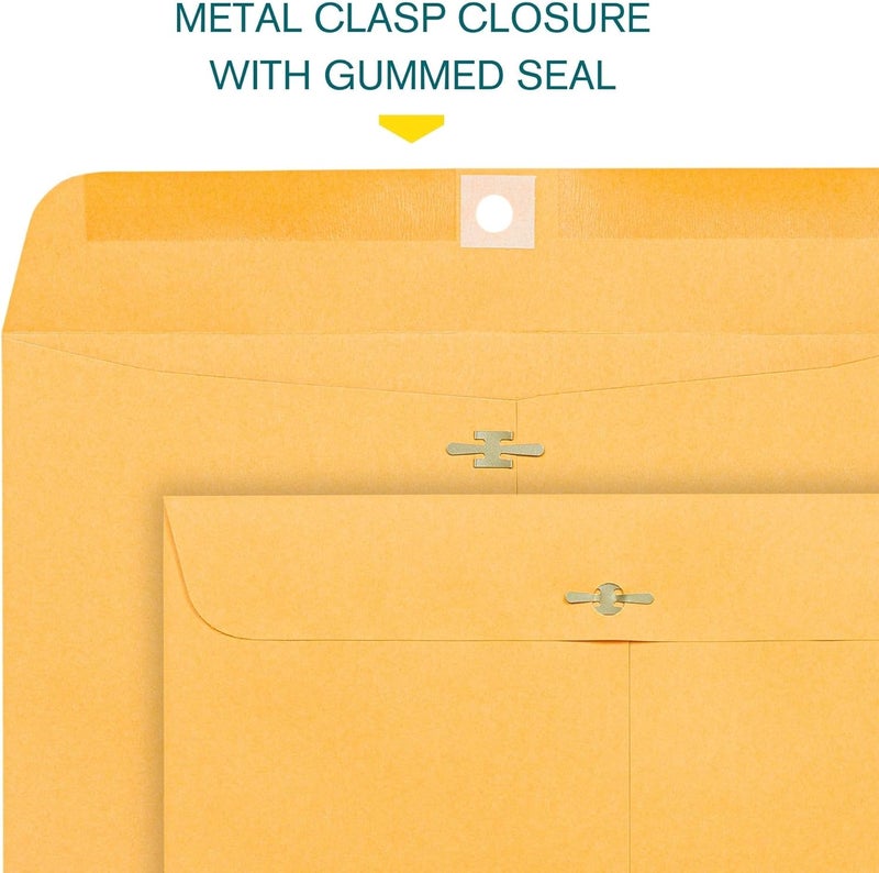 EnDoc Clasp Envelopes - 10 x 15 Inch Brown Kraft Catalog Envelopes with Clasp Closure & Gummed Seal – 28lb Heavyweight Paper Jumbo Envelopes for Home, Business, Legal or School 10x15 15 Pack, - Image 4