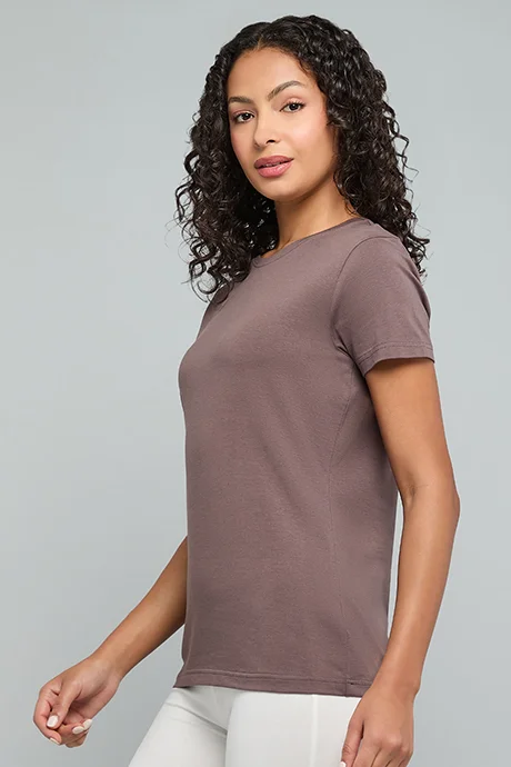 أر أند بي Solid T-Shirt with Crew Neck and Short Sleeves