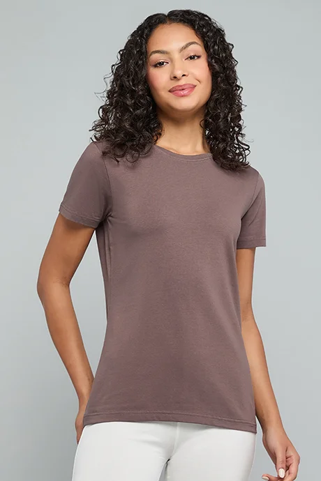 أر أند بي Solid T-Shirt with Crew Neck and Short Sleeves