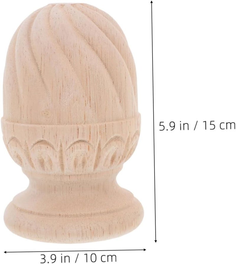 Healifty Wooden Post Topper Finials for Balusters and Furniture, Unfinished Wood Column Cap with Vintage Elegant Carved Design, Resist Deformation, for DIY Crafts and Villa Staircase - Image 2