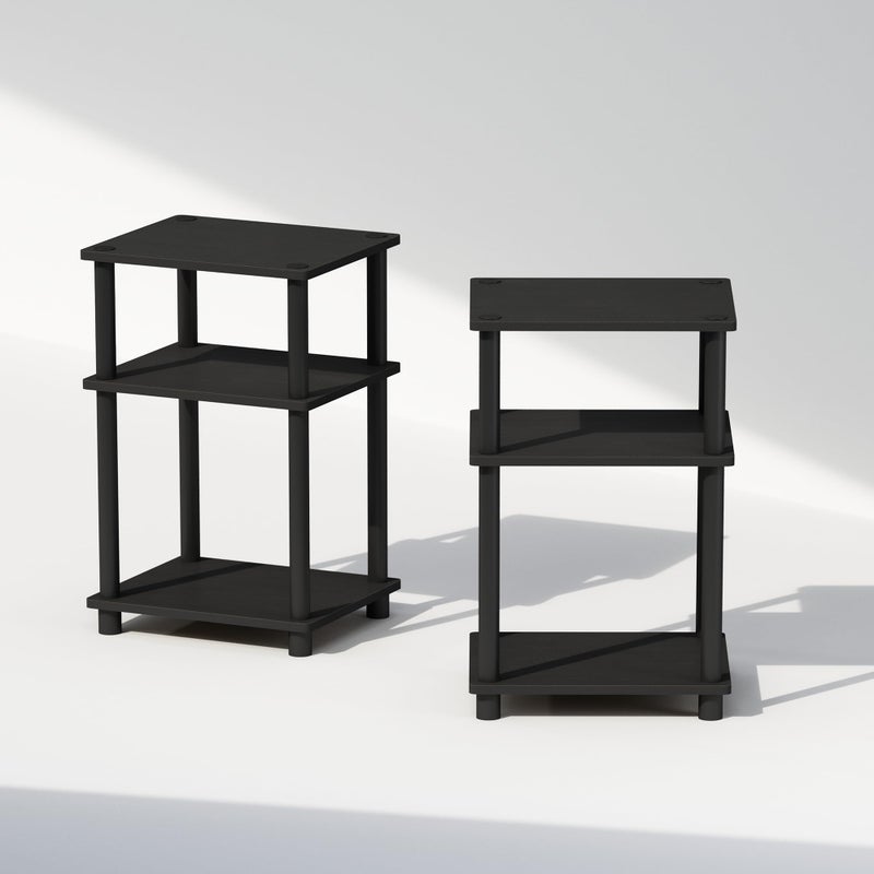 Furinno Just 3-Tier Turn-N-Tube Open Storage Nightstand, 2-Pack, Plastic Poles, Americano/Black - Image 4