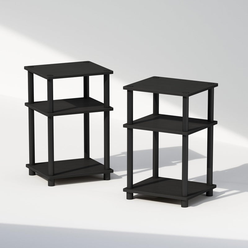 Furinno Just 3-Tier Turn-N-Tube Open Storage Nightstand, 2-Pack, Plastic Poles, Americano/Black - Image 5