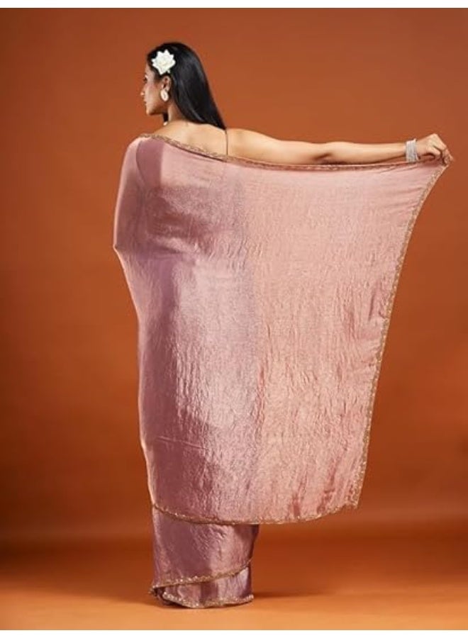 مملكة الإكسسوارات ساري شيفون نسائي ثنائي اللون (مع بلوزة) - Image 2