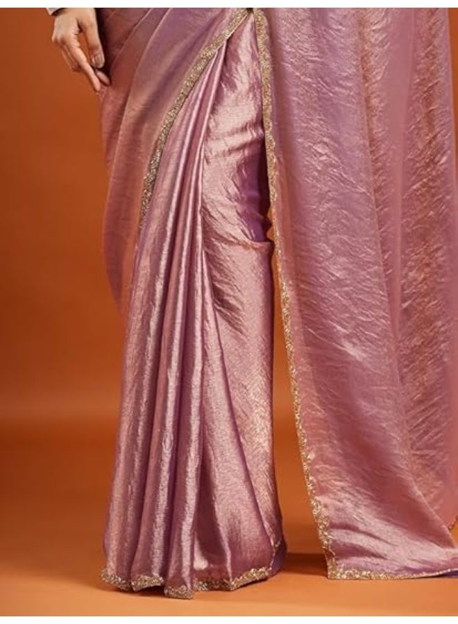 مملكة الإكسسوارات ساري شيفون نسائي ثنائي اللون (مع بلوزة) - Image 5