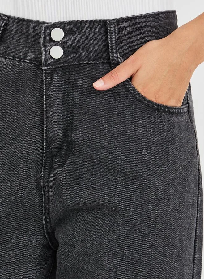 Styli Styli Mid Rise Straight Fit Jeans