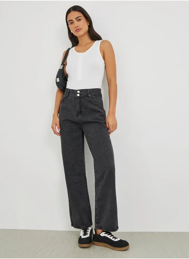 ستايلي Styli Mid Rise Straight Fit Jeans