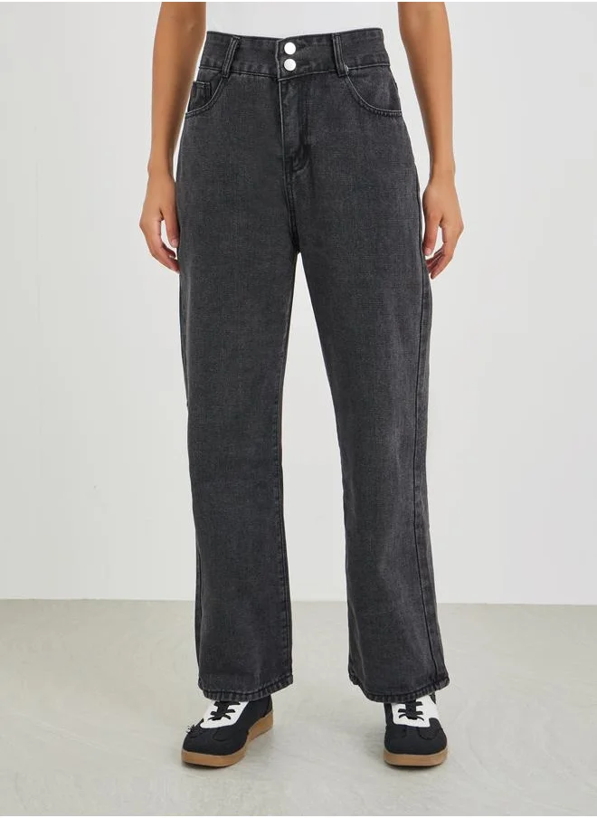 ستايلي Styli Mid Rise Straight Fit Jeans