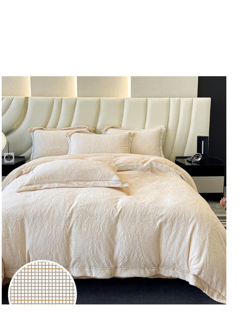Generic Fitted Sheet Style — ﻿ Carved Velvet Cloth Embroidered Wide Edge Milk Velvet Four Piece Bedding Set  - Image 3