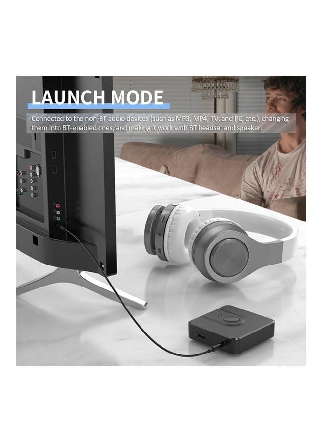 NIBEMINENT 2 in 1 Wireless Audio Adapter Bluetooth 5.0 Transmitter Receiver 3.5mm AUX V8741_P Black  - Image 4