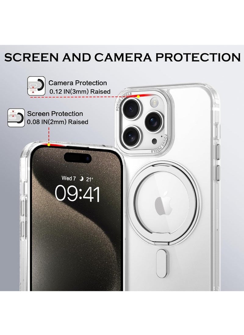360°Rotatable Ring for iPhone 13 Pro Max Case with Magnetic/Invisible Stand Compatible with Magsafe Standard Drop Protection Shockproof Transparent Phone Case Slim Cover