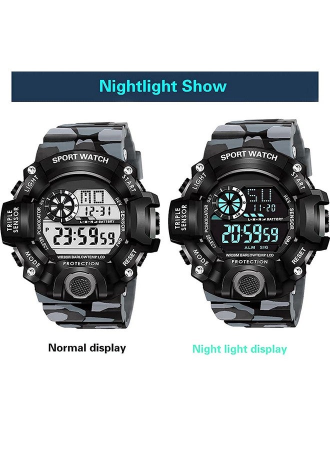 The Shopoholic Plastic Digital Watch Shockproof Multi-Functional Automatic Army Grey Color Strap Waterproof Digital Sports Watch For Men'S Kids Watch For Boys Watch For Men Pack Of-1 - Image 2