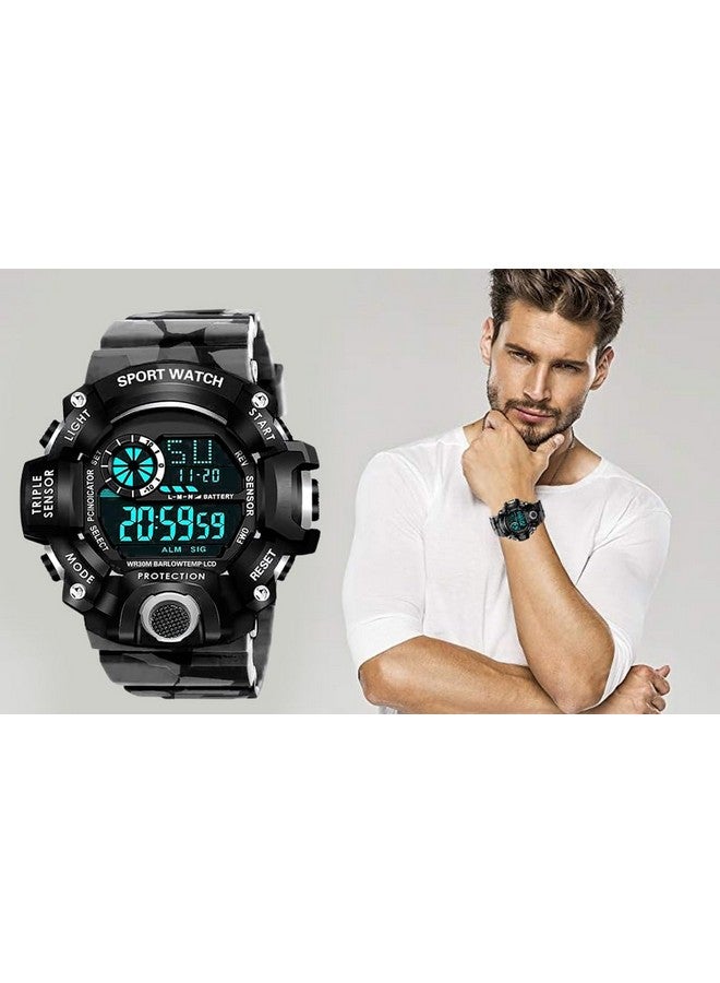 The Shopoholic Plastic Digital Watch Shockproof Multi-Functional Automatic Army Grey Color Strap Waterproof Digital Sports Watch For Men'S Kids Watch For Boys Watch For Men Pack Of-1 - Image 3