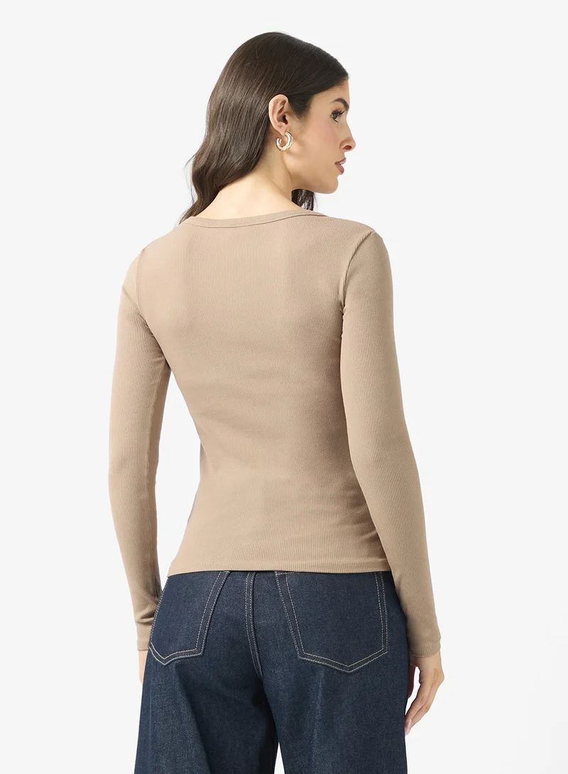 GUESS Colette Long Sleeve Rib Top