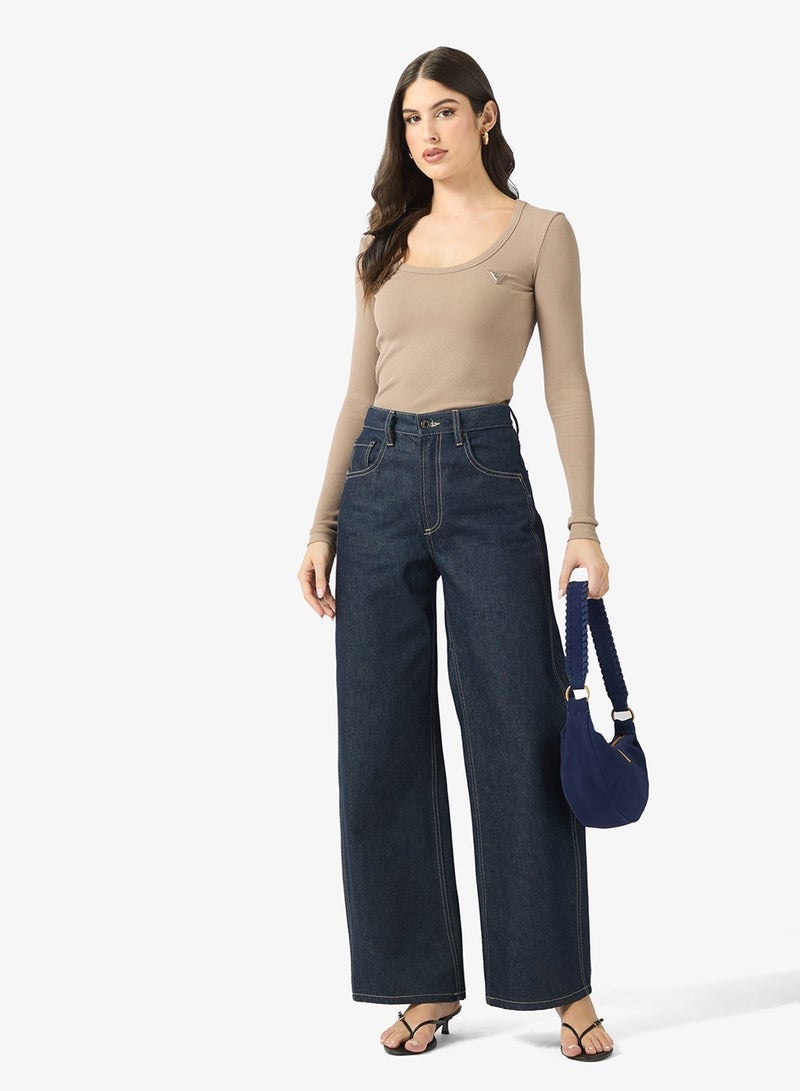 GUESS Colette Long Sleeve Rib Top - Image 4