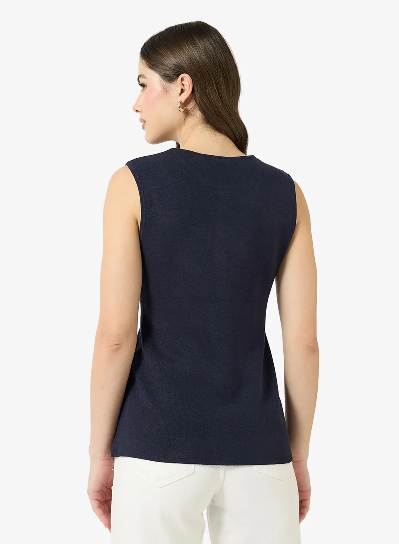 اونلي سترة بدون أكمام محبوكة