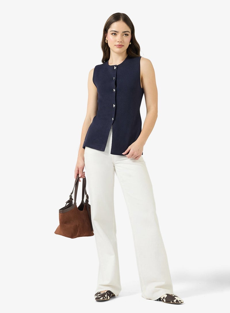 ONLY Onlevelin Sleeve Less Knitted Waistcoat - Image 1
