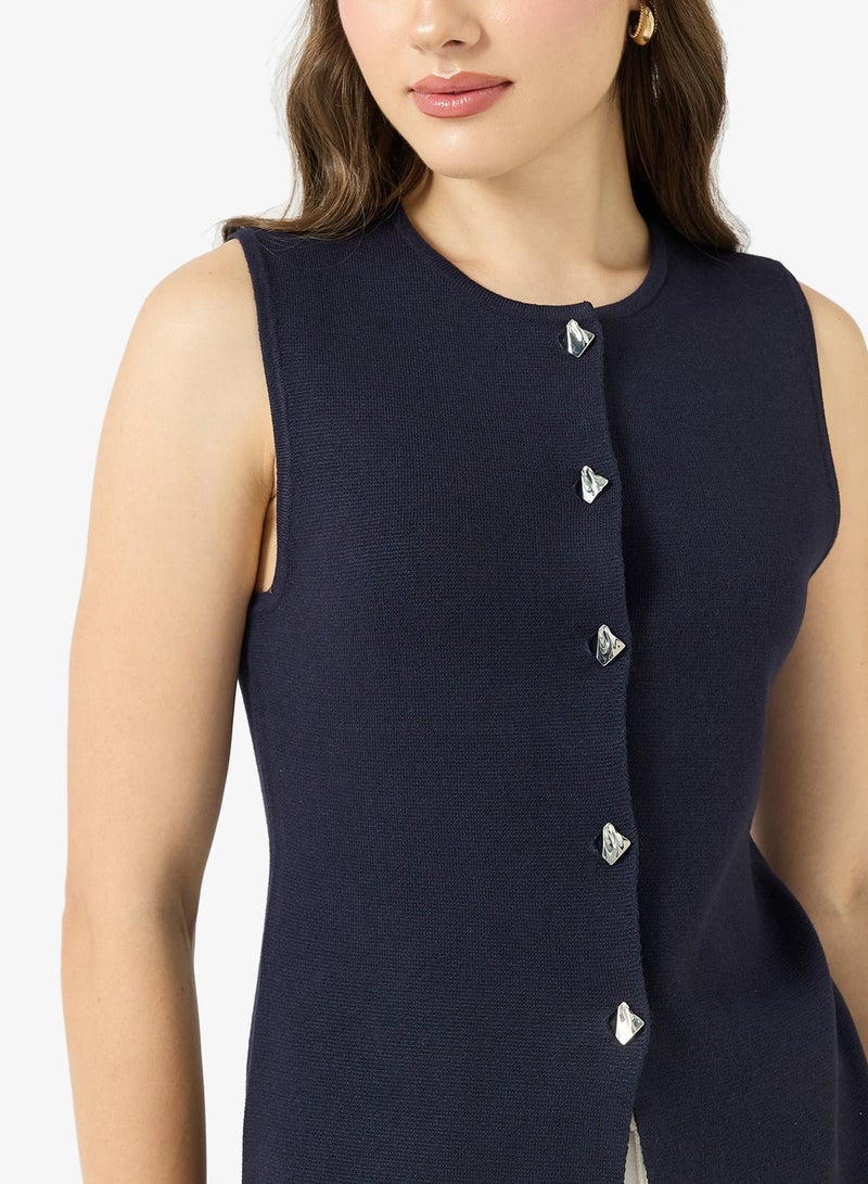 ONLY Onlevelin Sleeve Less Knitted Waistcoat - Image 4