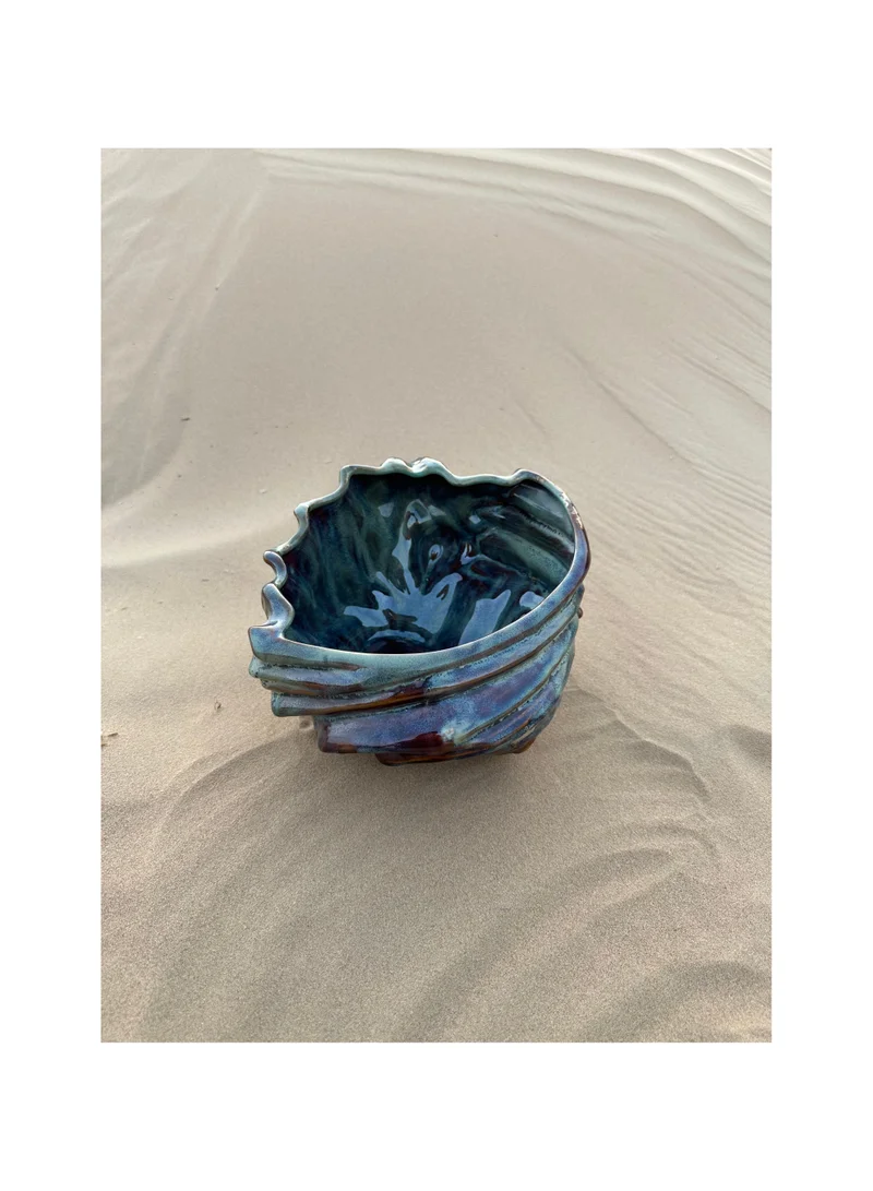 Tohfa Luxe Tohfa Luxe Shell-Shaped Decorative Bowl â€“ Green Toned Ceramic