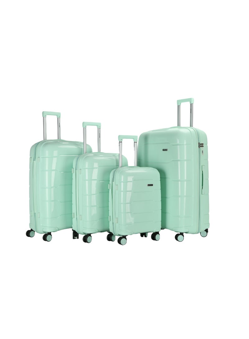 فيبتور مجموعة حقائب سفر من البولي بروبيلين مكونة من 4 قطع مع قفل إدارة أمن النقل ومقبض من الألومنيوم بثلاث مراحل وعجلات دوارة مزدوجة 360 درجة وهيكل صلب من البولي بروبيلين المتين وحقيبة سفر خفيفة الوزن - Image 1