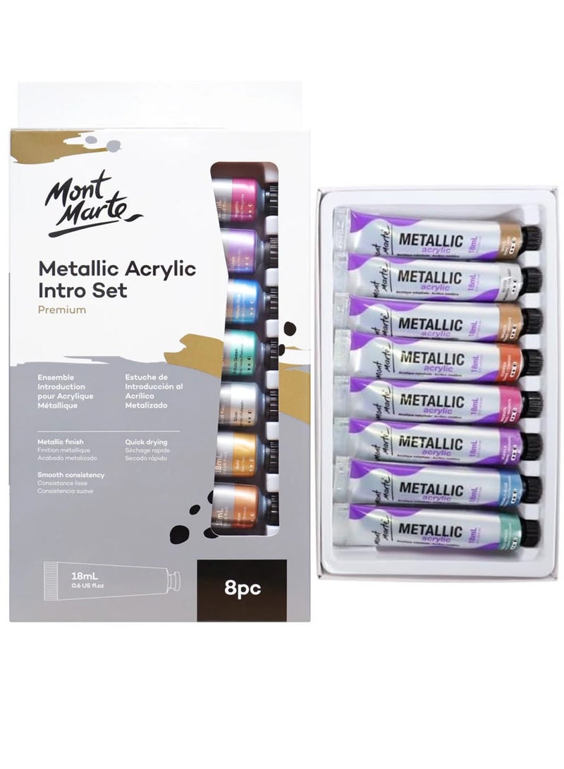 Mont Marte 8-Piece Premium Metallic Acrylic Paint Intro Set - Image 1