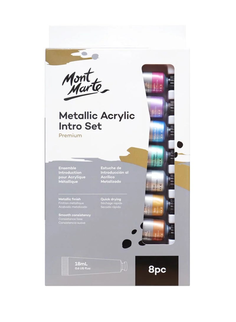 Mont Marte 8-Piece Premium Metallic Acrylic Paint Intro Set - Image 3