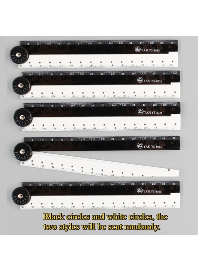 Black And White Foldable Ruler 5pcs Stackable Design Precision Markings Student School Supplies - Image 1