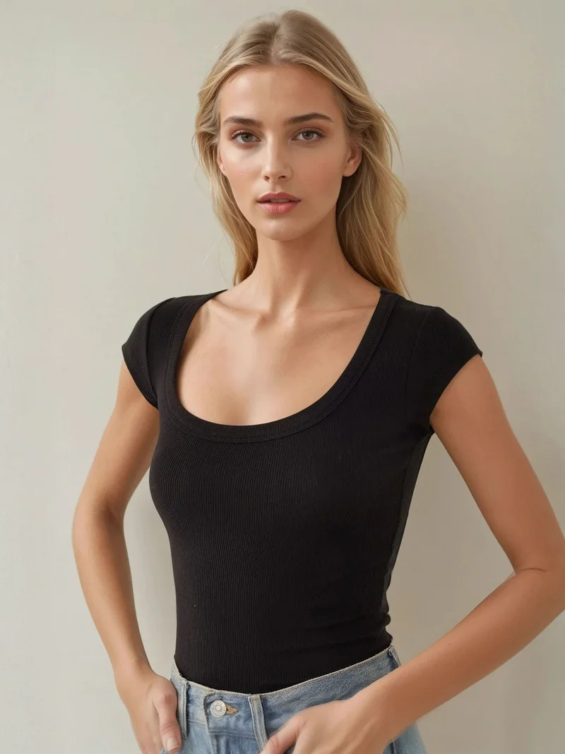 HICCUP Slim Fit Crew Neck Crop T-Shirt